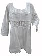 Womens Tunic Kurta Hand Embroidered White Cotton Top