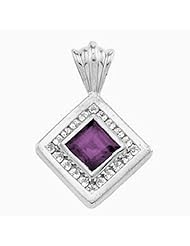 18K Yellow Gold Princess Cut Amethyst and Diamond Pendant -- LIFETIME WARRANTY