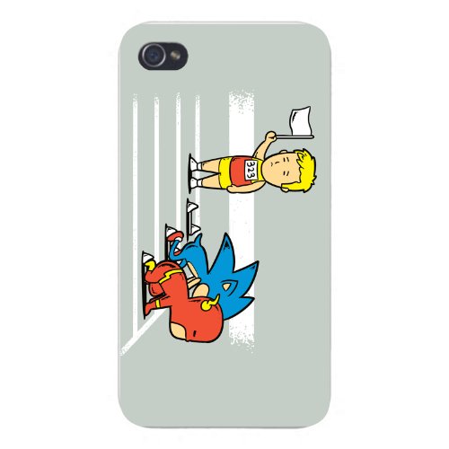 Apple iPhone Custom Case 5 / 5S White Plastic Snap On – “Surrender” Funny Comic Super Hero & Video Game Parody Fast Track Race