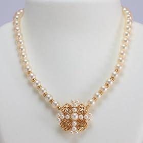 【クリックで詳細表示】＂robe a la noble＂ アコヤ真珠 K14 デザイン パールネックレス 7.0mm-7.5mm 35cm N714-11