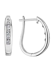 Channel Set Diamond Hoop Earrings 1/4ctw
