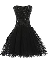 Strapless Beaded Satin/Tulle Little Black Dress/Party Dress 