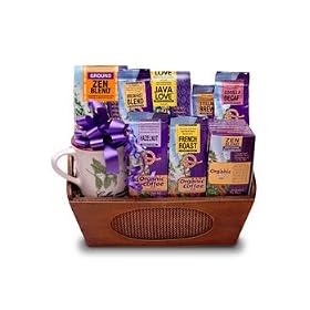 The Organic Coffee Company, Organic Coffee & Tea Gift Basket with Handpainted Mug