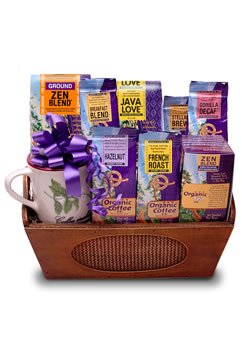 The Organic Coffee Company, Organic Coffee & Tea Gift Basket with Handpainted Mug