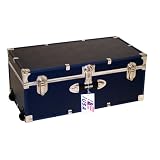 Locking Footlocker Trunk with Wheels - 30 in Navy Blue by Mercury Luggage