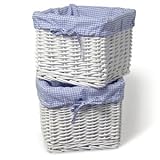 Burlington Baby Small White Willow Basket Set with Liner, Blue
