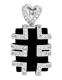 Rectangle Simulated Black Onyx CZ Diamond Pendant