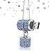 Techkey USB Flash Drive,Bling Rhinestone Diamond Crystal Glitter Lipstick Case Shining Jewelry Necklace,16GB,Sea Blue