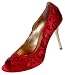 HOUSE OF DEREON by Beyonce Paisley Park Satin Womens High Heels Shoes Peep Toe Pumps Red