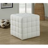 White Leather-Look Ottoman