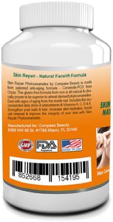 Best Phytoceramides For Your Natural Facelift Contains Vitamins A, C, D And E - Star Ingredient Ceramide-PCD From Oryza Will Leave Your Skin Looking Vibrant And Younger By Boosting Cell Renewal From Within - HIGHEST QUALITY Phytoceramides Available