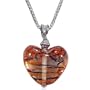 Black And Orange Striped Heart Murano Glass Pendant
