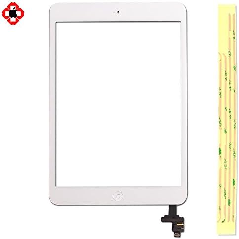 Ipad Mini 1 Touch Panel with Home Button+IC Clip,Touch Screen Digitizer,Front Glass Lens Replacement Parts with Tools+Flex Cable+Adhesive Tape+Camera Holder(white)