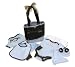 Microfiber Pants | Buy Pants - Yacht Club Stripe/Brown Microfiber Mini Tulip Tote 10 Pc Gift Set- Includes: Tulip Tote, Message Bodysuit, 3 White Bodysuits, T-Shirt, Pants, Bib, Hat, Booties