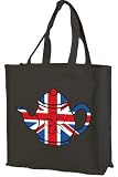 Best of British, Teapot Union Jack Cotton shopping bag black,