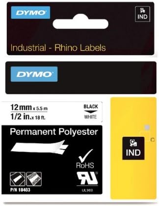 Wholesale CASE of 10 - Dymo Rhino Permanent Poly Labels-Label, Industrial, Perm Poly, 1/2"x18', White