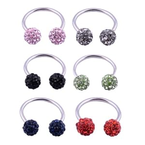 Kadima Body Piercing Jewelry Swarovski CZ Bling Rhinestone Unisex Ball Lot of 3 16G 3/8