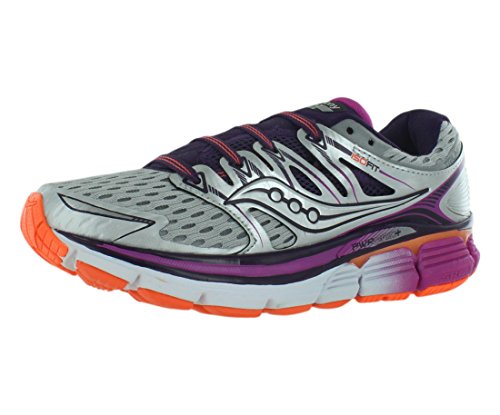 Saucony Women's Triumph ISO Running Shoe, Silver/Purple/Orange, 8.5 M US