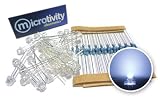 microtivity 4.8mm Wide Angle White Straw Hat LED w/ Resistors (Pack of 30)