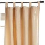 55-Inch by 63-Inch Faux Suede Chamois Tab Top Panel, Natural by 