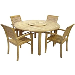 Round Wooden Garden Table with Sazy Susan - FSC Responsibly Sourced (NO