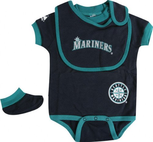 Seattle Mariners Baby Bib and Bootie Creeper Set