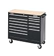 Waterloo PMX4113BK 40-Inch Wide by 19-Inch Deep by 37-1/2-Inch High Black Tool Cart with 11 Ball Bearing Drawers and Tri Channel Construction