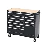 Waterloo PMX4113BK 40-Inch Wide by 19-Inch Deep by 37-1/2-Inch High Black Tool Cart with 11 Ball Bearing Drawers and Tri Channel Construction
