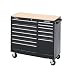 Waterloo PMX4113BK 40-Inch Wide by 19-Inch Deep by 37-1/2-Inch High Black Tool Cart with 11 Ball Bearing Drawers and Tri Channel Construction