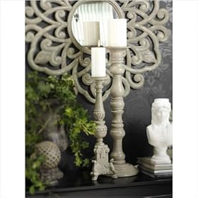 Set of 2 Candle Pillar Holders Toulon Wooden Design