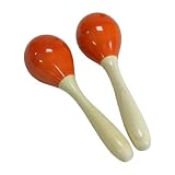 Egg Shaker W/ Handle, Wooden Pair Orange