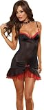 Black Knit Chiffon Babydoll Lingerie - Sheer See Through Sleepwear Set