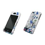 Blue Vine Flowers Design Hard Cover Crystal Case for Apple iPhone 4 / iPhon ....