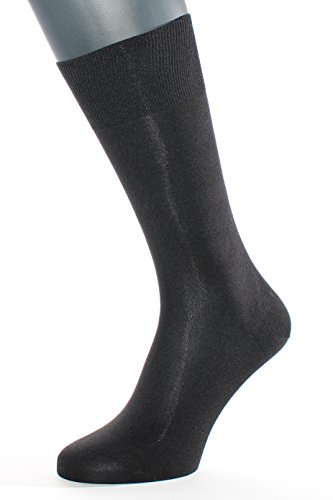 ALBERT KREUZ Men's Business Pure Silk Socks black - 98% silk - Made in Germany
