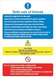 Stewart Superior Catering Sign Safe Use of Knives Self Adhesive Vinyl W200xH300mm Ref CS009SAV