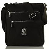 Noble Mount Crinkle Nylon Explorer Crossbody Handbag - Black/Brown/Navy