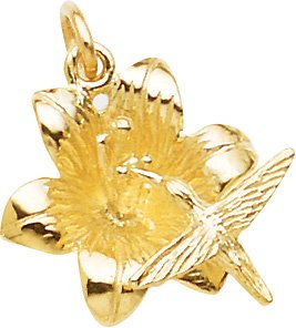 Rembrandt Charms Humming Bird Charm, 14K Yellow Gold
