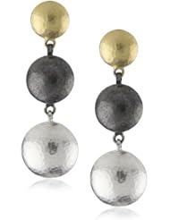 GURHAN "Lentil" White and Dark Silver with Gold Lentil Short Drop Earrings