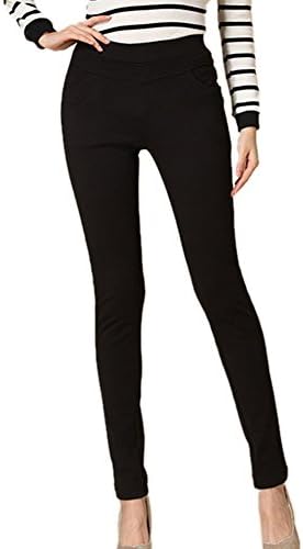 X2MIAONG Women's Solid Color Slimming High Waist Casual Tapered Pants 36 Black
