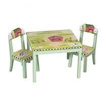 3PCS Kids / Children's Farmhouse Table & 2 Chairs Set