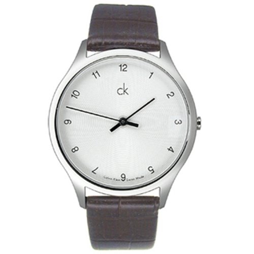 Calvin Klein Quartz, Genuine Brown Leather Strap with Silver Dial - Men's Watch K2621126