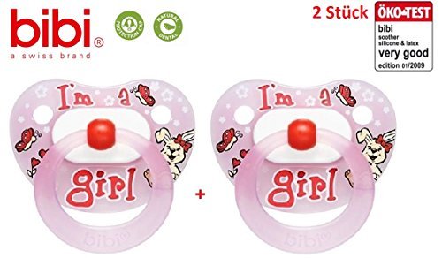 BIBI SWISS I AM GIRL 2x DENTAL Pacifiers Soothers Dummies 6-12M+ (109841) by BIBI SWISS SCHWEIZ