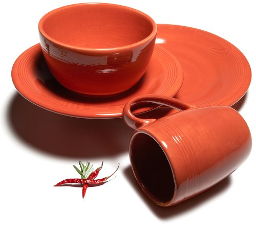 Pinzon 4-Piece Dinnerware Placesetting, Service for 1, Cinnabar