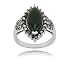 Sterling Silver Marcasite and Onyx Marquis Ring, Size 5