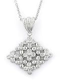 Sterling Silver/Rhodium Flexible Diamond Pendant with 18 Chain