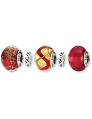 Sterling Silver Reflections Red Hot Boxed Bead Set