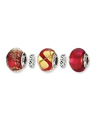 Sterling Silver s Red Hot Boxed Bead Set by Reflection Beads, Best Quality Free Gift Box Satisfaction Guaranteed