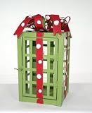 Metal Green Gift Present with Polka Dot Bow Candle Holder