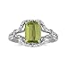 14k White Gold Emerald-cut Peridot And Diamond title=