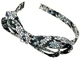 L. Erickson Double Loop Bow Headband Silk Print - Cobblestone Slate